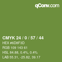 Farbcode: CMYK 24 / 0 / 57 / 44 | qconv.com