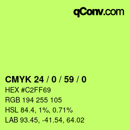 カラーコード: CMYK 24 / 0 / 59 / 0 | qconv.com