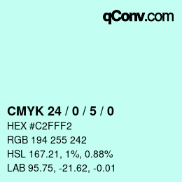 カラーコード: CMYK 24 / 0 / 5 / 0 | qconv.com