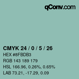 Color code: CMYK 24 / 0 / 5 / 26 | qconv.com