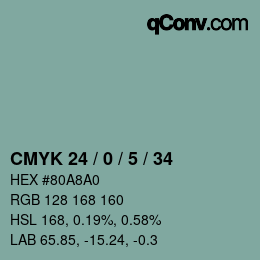 Color code: CMYK 24 / 0 / 5 / 34 | qconv.com