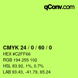 カラーコード: CMYK 24 / 0 / 60 / 0 | qconv.com