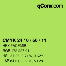 カラーコード: CMYK 24 / 0 / 60 / 11 | qconv.com