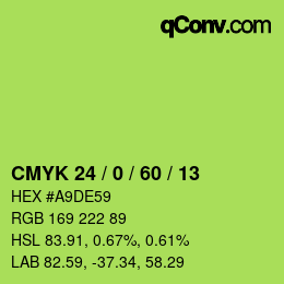 カラーコード: CMYK 24 / 0 / 60 / 13 | qconv.com