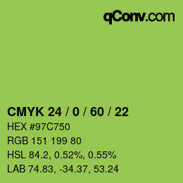 颜色代码: CMYK 24 / 0 / 60 / 22 | qconv.com