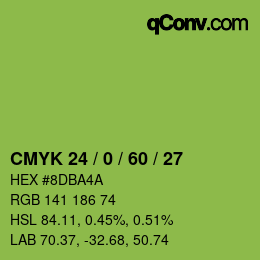 颜色代码: CMYK 24 / 0 / 60 / 27 | qconv.com