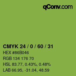 颜色代码: CMYK 24 / 0 / 60 / 31 | qconv.com