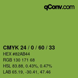 カラーコード: CMYK 24 / 0 / 60 / 33 | qconv.com