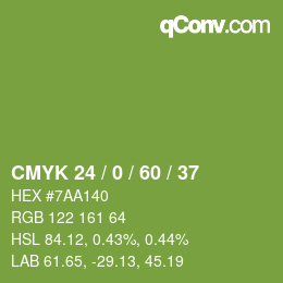 颜色代码: CMYK 24 / 0 / 60 / 37 | qconv.com