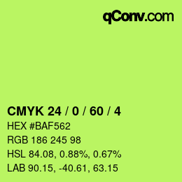 カラーコード: CMYK 24 / 0 / 60 / 4 | qconv.com
