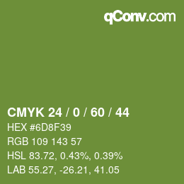 颜色代码: CMYK 24 / 0 / 60 / 44 | qconv.com