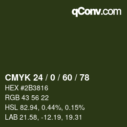 カラーコード: CMYK 24 / 0 / 60 / 78 | qconv.com