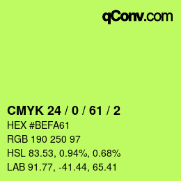 カラーコード: CMYK 24 / 0 / 61 / 2 | qconv.com