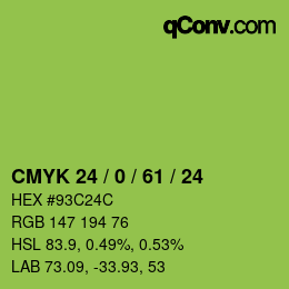 Farbcode: CMYK 24 / 0 / 61 / 24 | qconv.com