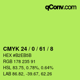 カラーコード: CMYK 24 / 0 / 61 / 8 | qconv.com