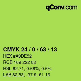 カラーコード: CMYK 24 / 0 / 63 / 13 | qconv.com