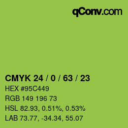 カラーコード: CMYK 24 / 0 / 63 / 23 | qconv.com