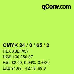 カラーコード: CMYK 24 / 0 / 65 / 2 | qconv.com