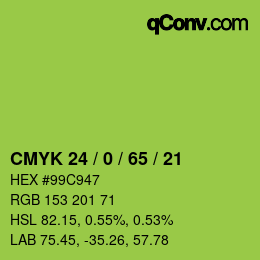 Color code: CMYK 24 / 0 / 65 / 21 | qconv.com