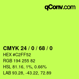 Color code: CMYK 24 / 0 / 68 / 0 | qconv.com