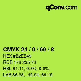 Color code: CMYK 24 / 0 / 69 / 8 | qconv.com