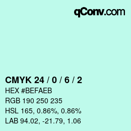 颜色代码: CMYK 24 / 0 / 6 / 2 | qconv.com