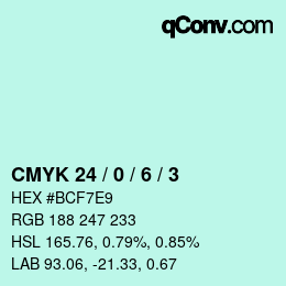 颜色代码: CMYK 24 / 0 / 6 / 3 | qconv.com