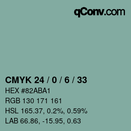 Farbcode: CMYK 24 / 0 / 6 / 33 | qconv.com