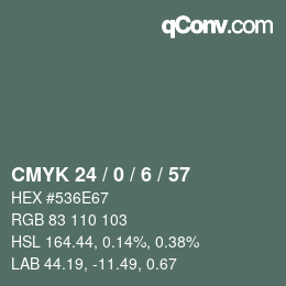 Color code: CMYK 24 / 0 / 6 / 57 | qconv.com