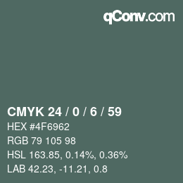 カラーコード: CMYK 24 / 0 / 6 / 59 | qconv.com