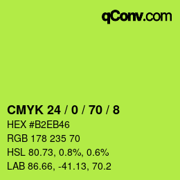 カラーコード: CMYK 24 / 0 / 70 / 8 | qconv.com