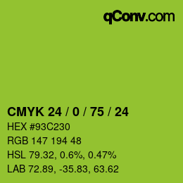 Color code: CMYK 24 / 0 / 75 / 24 | qconv.com