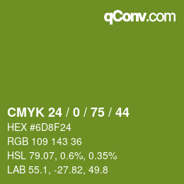 カラーコード: CMYK 24 / 0 / 75 / 44 | qconv.com