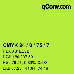 Color code: CMYK 24 / 0 / 75 / 7 | qconv.com