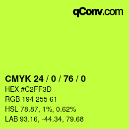 カラーコード: CMYK 24 / 0 / 76 / 0 | qconv.com
