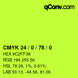 Color code: CMYK 24 / 0 / 78 / 0 | qconv.com