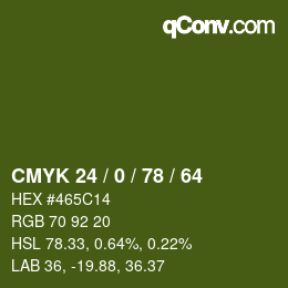 Color code: CMYK 24 / 0 / 78 / 64 | qconv.com
