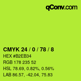 颜色代码: CMYK 24 / 0 / 78 / 8 | qconv.com