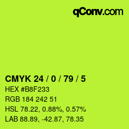 カラーコード: CMYK 24 / 0 / 79 / 5 | qconv.com