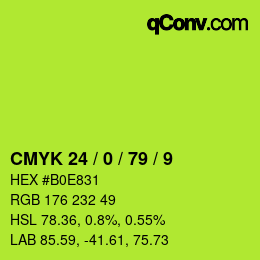 カラーコード: CMYK 24 / 0 / 79 / 9 | qconv.com