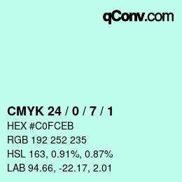 Color code: CMYK 24 / 0 / 7 / 1 | qconv.com