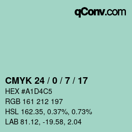 Color code: CMYK 24 / 0 / 7 / 17 | qconv.com