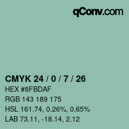 Color code: CMYK 24 / 0 / 7 / 26 | qconv.com