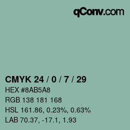 Color code: CMYK 24 / 0 / 7 / 29 | qconv.com