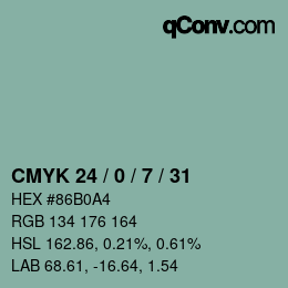 Color code: CMYK 24 / 0 / 7 / 31 | qconv.com