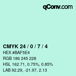 Color code: CMYK 24 / 0 / 7 / 4 | qconv.com