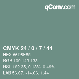 Color code: CMYK 24 / 0 / 7 / 44 | qconv.com