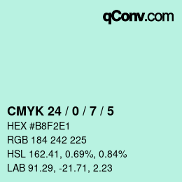 Color code: CMYK 24 / 0 / 7 / 5 | qconv.com