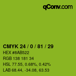 颜色代码: CMYK 24 / 0 / 81 / 29 | qconv.com