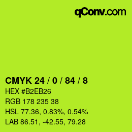 カラーコード: CMYK 24 / 0 / 84 / 8 | qconv.com
